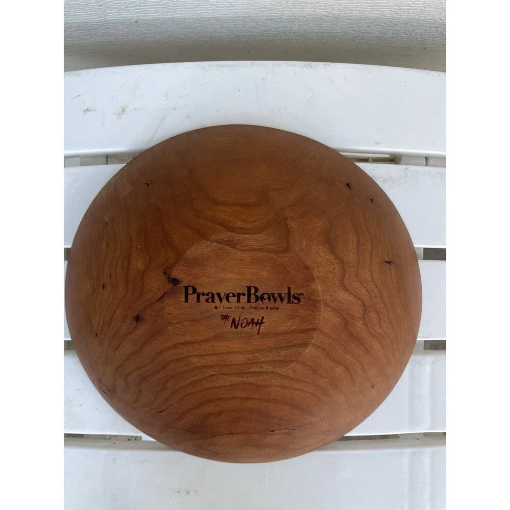 PrayerBowls Noah Large Handcrafted Wooden Prayer Bowl Cherry Wood 9.5